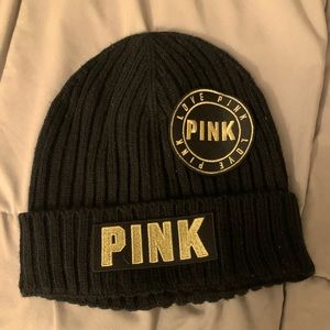 Women’s pink Hat.  Black and gold